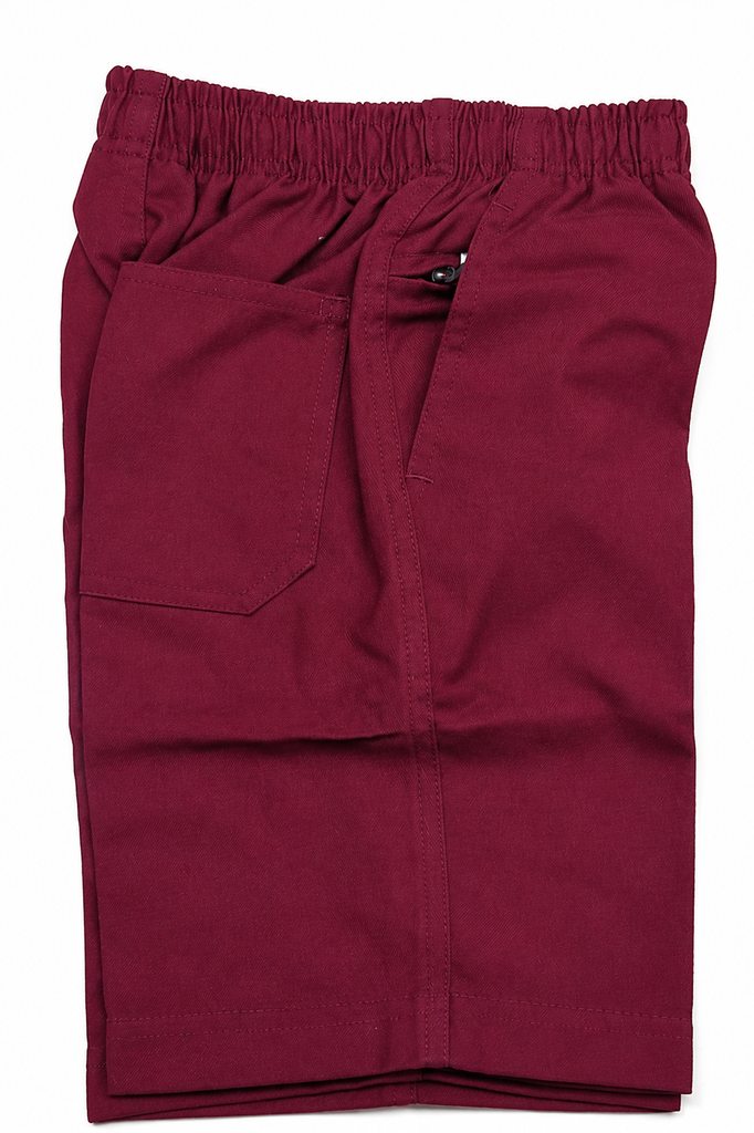 Primary School Boy's Elastic Waist Shorts Maroon EAMN