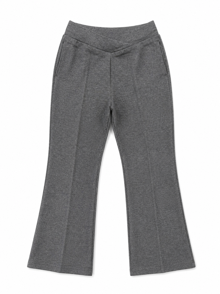 P3DGY-Girls Grey Knit Bootleg Pant