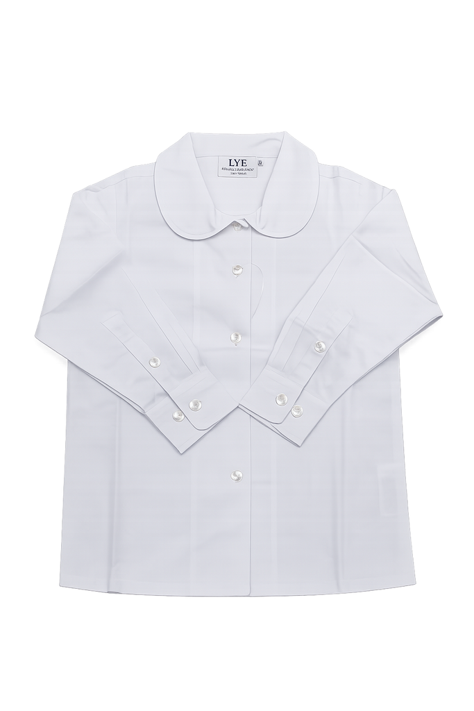 L/S Peter Pan Collar Blouse: White-R1WEL