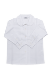 L/S Peter Pan Collar Blouse: White-R1WEL