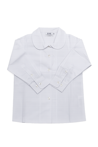 L/S Peter Pan Collar Blouse: White-R1WEL