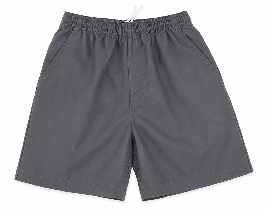 Primary School Boys Elastic Waist Shorts-Grey-E3GY