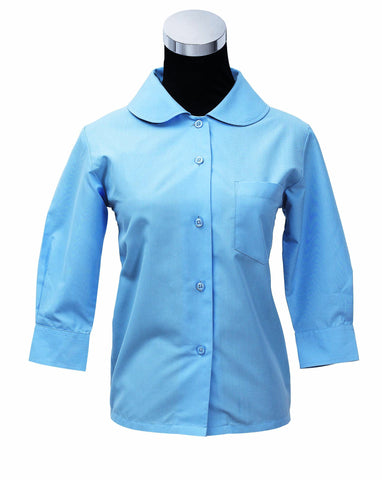 L/S Peter Pan Collar Blouse: Sky Blue-R1LSBL