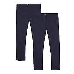 Navy Blue Girls Bootleg Pant in Elastic Fabric - P2NY
