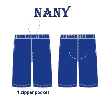 NANY-Navy Blue Rugby Knit Shorts with 1 zip pocket
